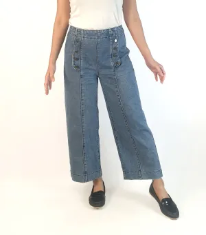Denim sailor style wide leg jeans size 10