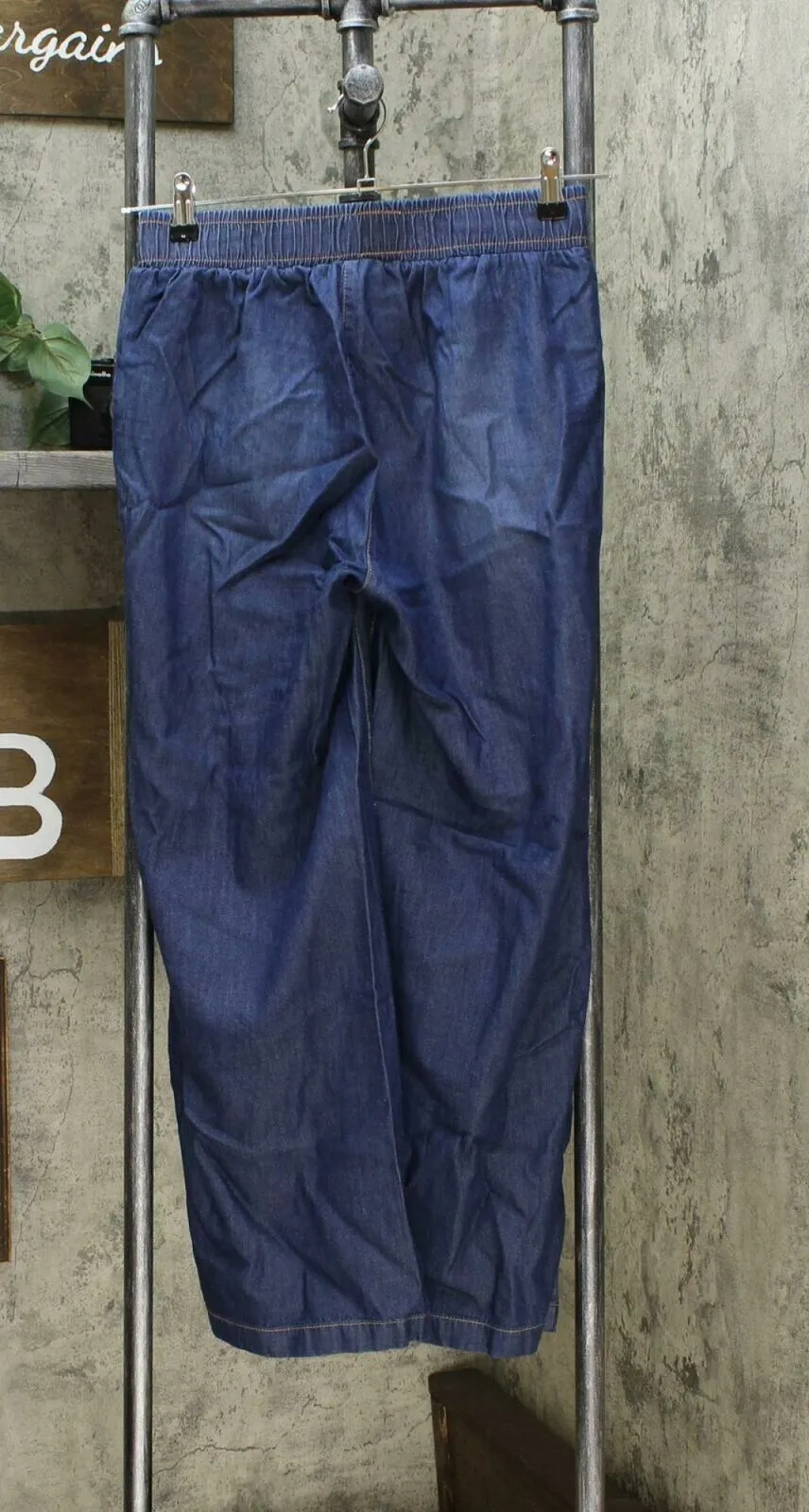 DG2 by Diane Gilman Women's Petite SoftCell Chambray Wide Leg Pants Indigo PS