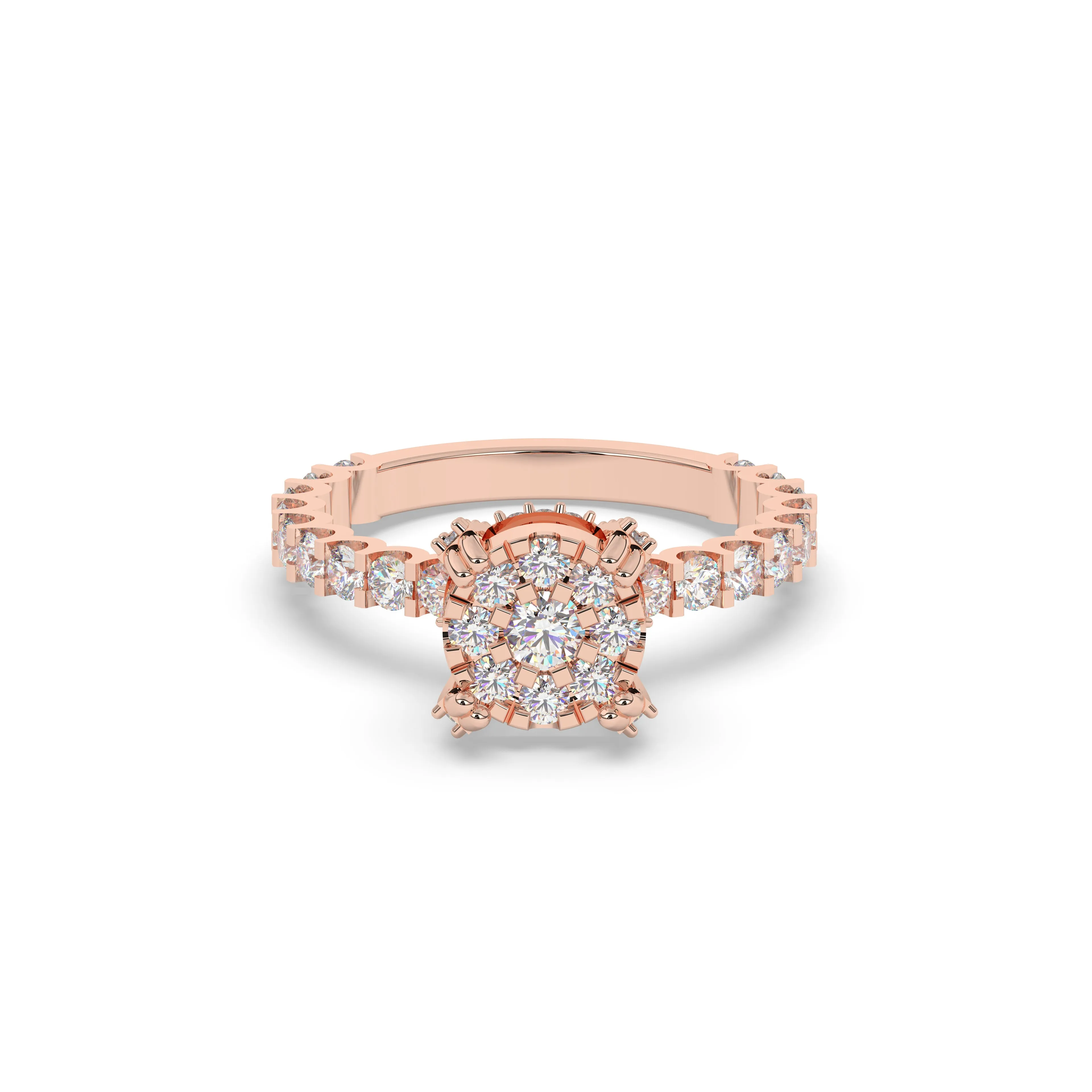 Diamond Round Halo Engagement Ring with matching Band