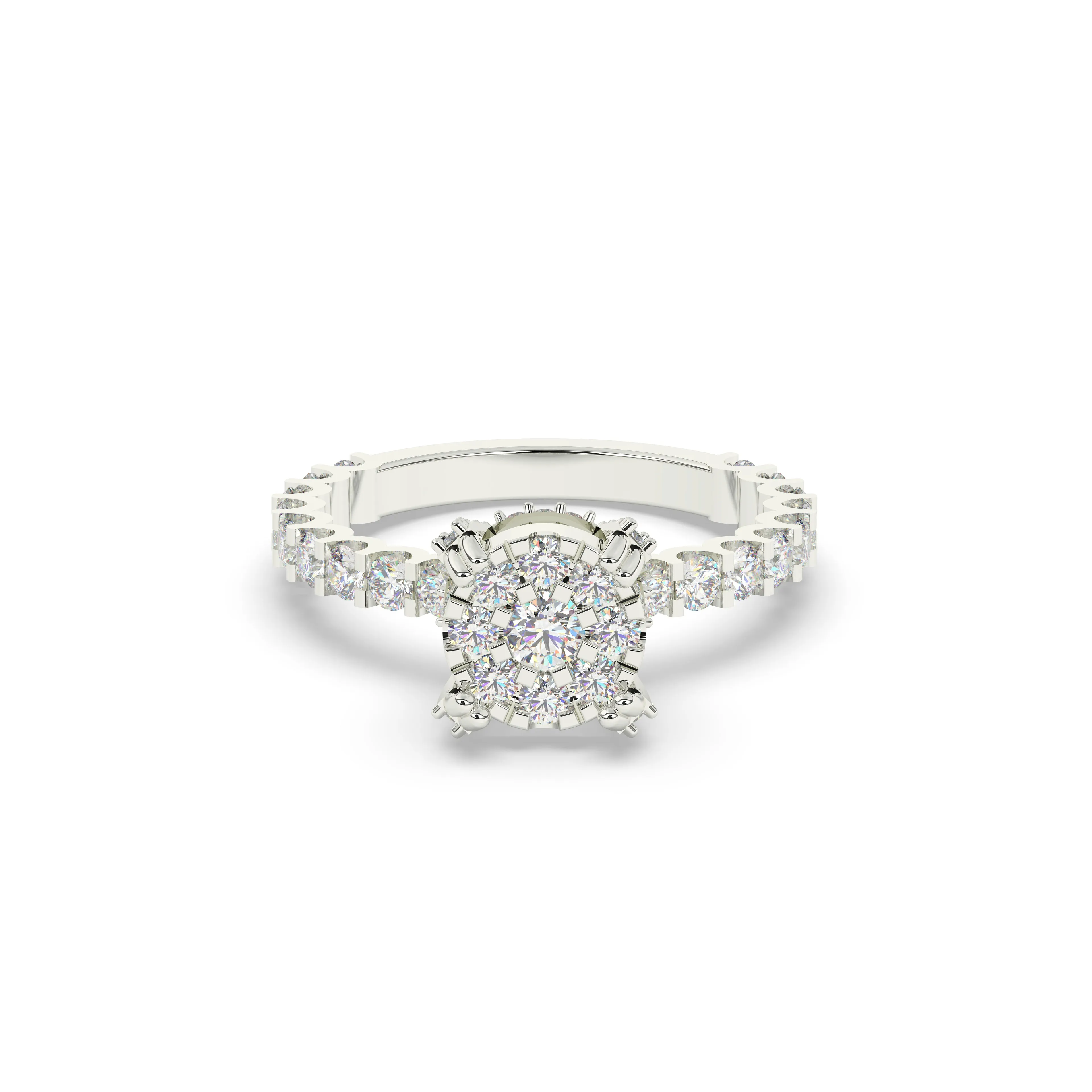 Diamond Round Halo Engagement Ring with matching Band
