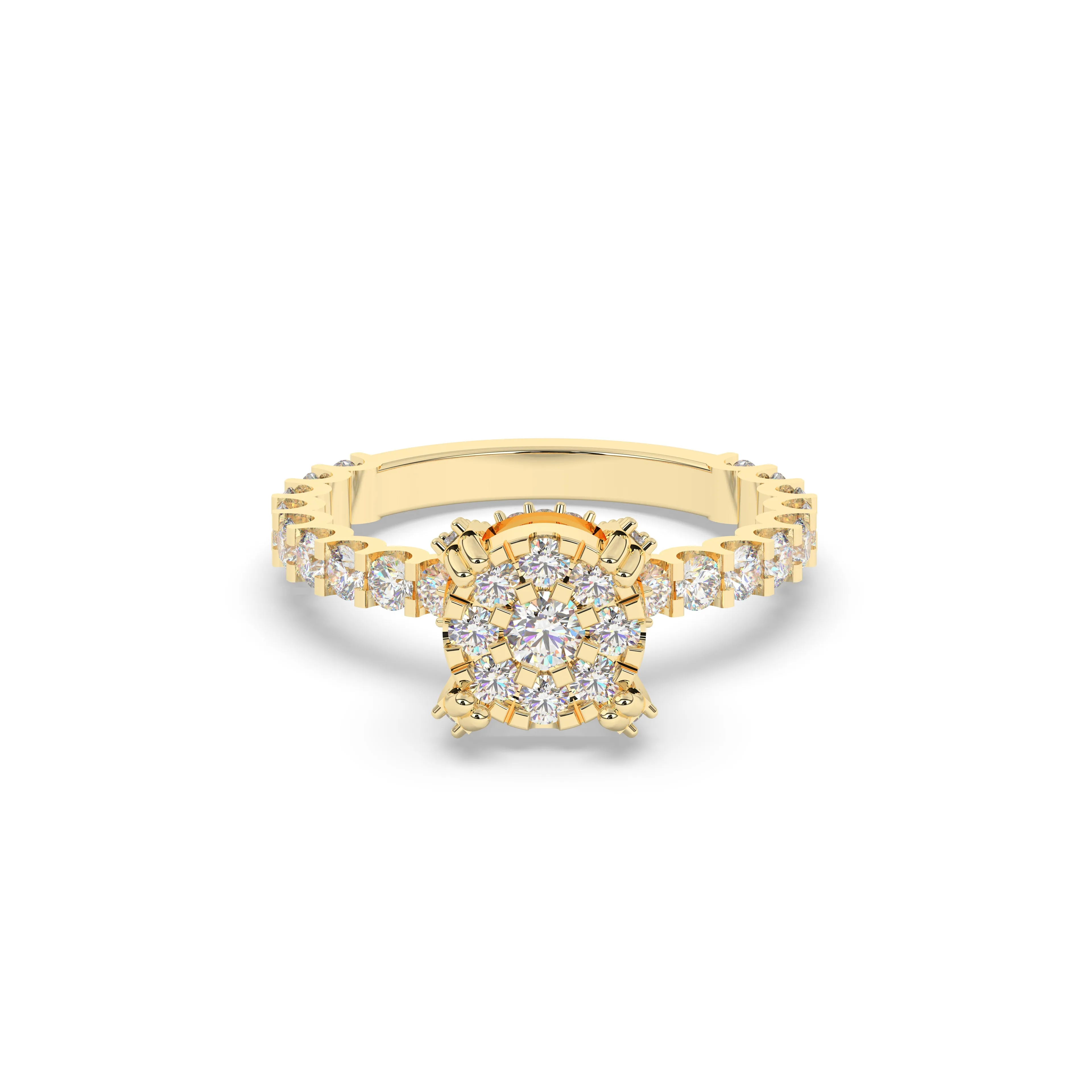 Diamond Round Halo Engagement Ring with matching Band