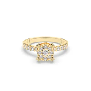 Diamond Round Halo Engagement Ring with matching Band