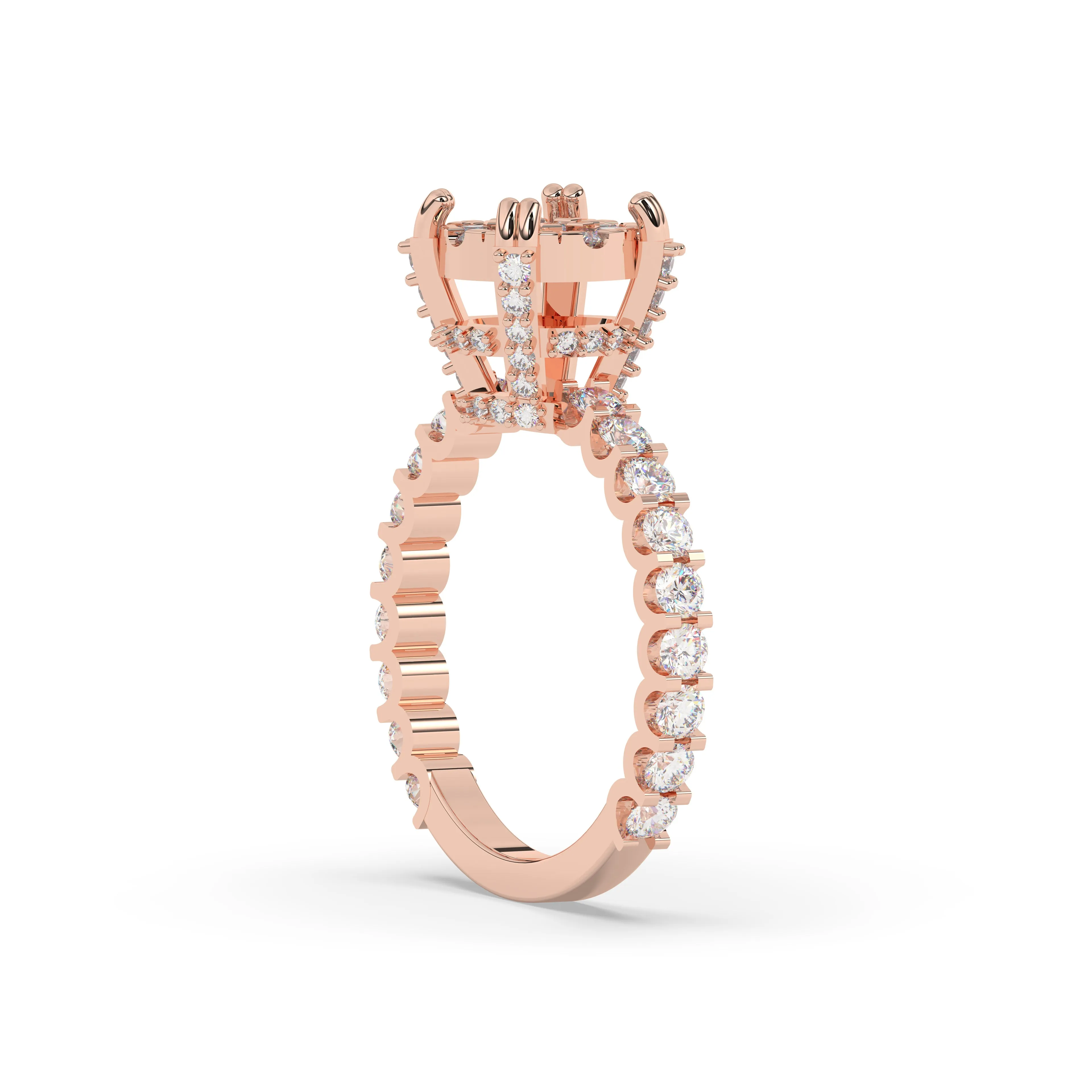 Diamond Round Halo Engagement Ring with matching Band