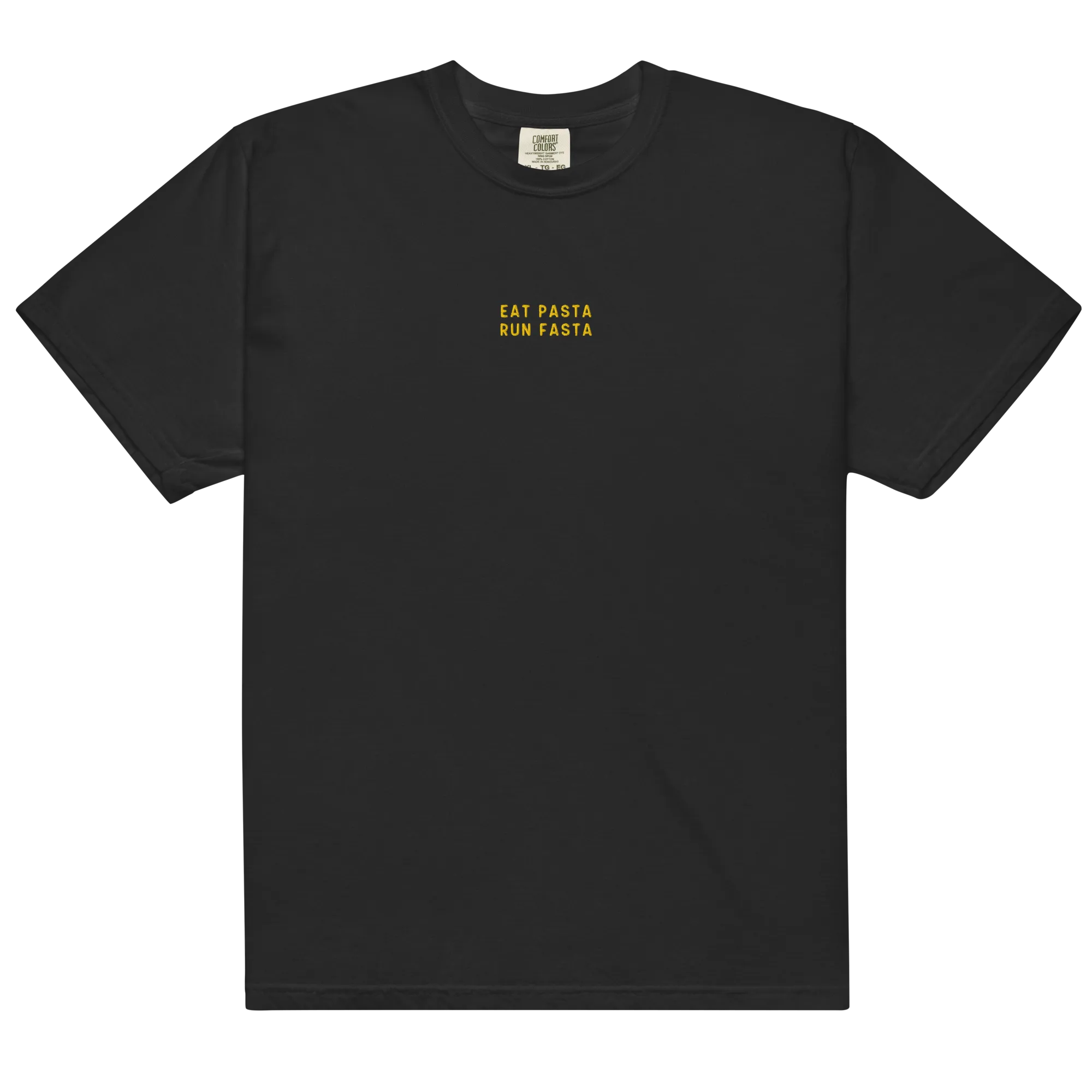 Eat Pasta Run Fasta Embroidered Premium T-Shirt