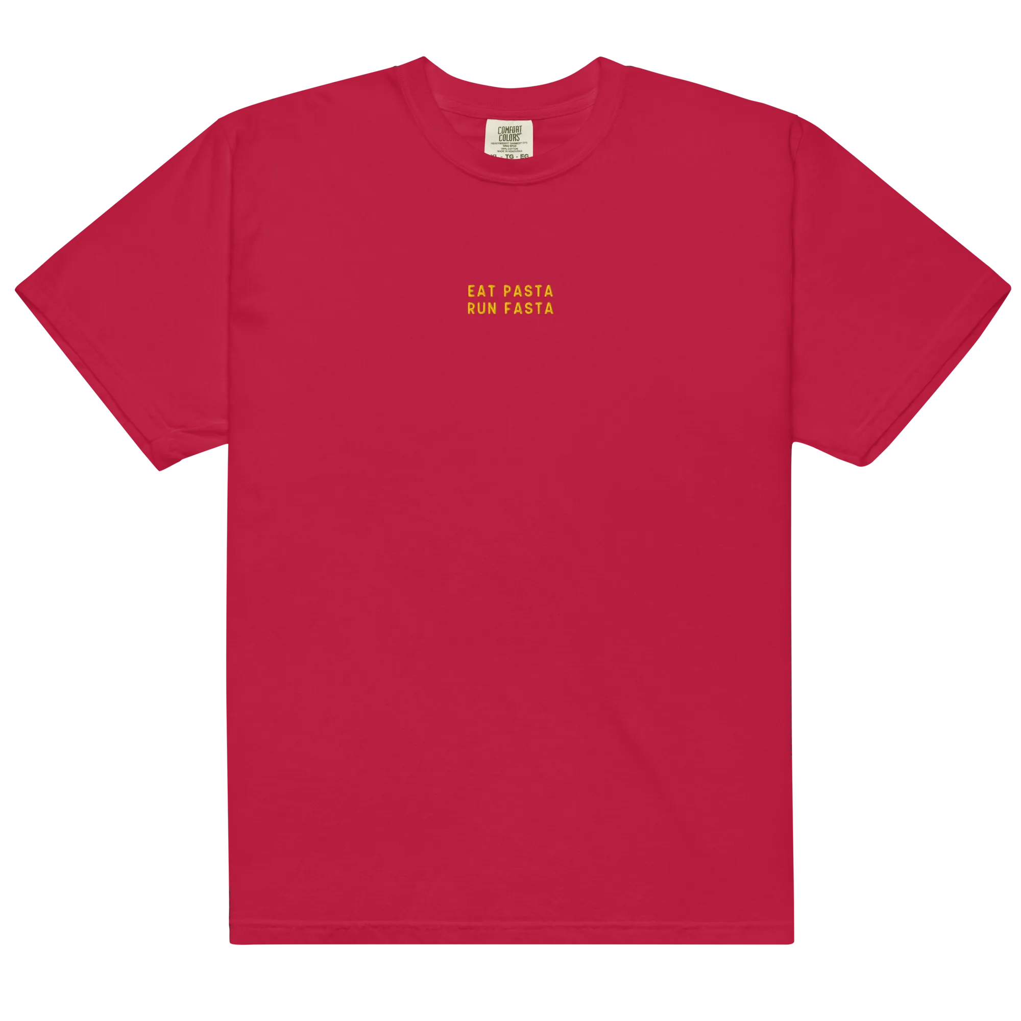 Eat Pasta Run Fasta Embroidered Premium T-Shirt