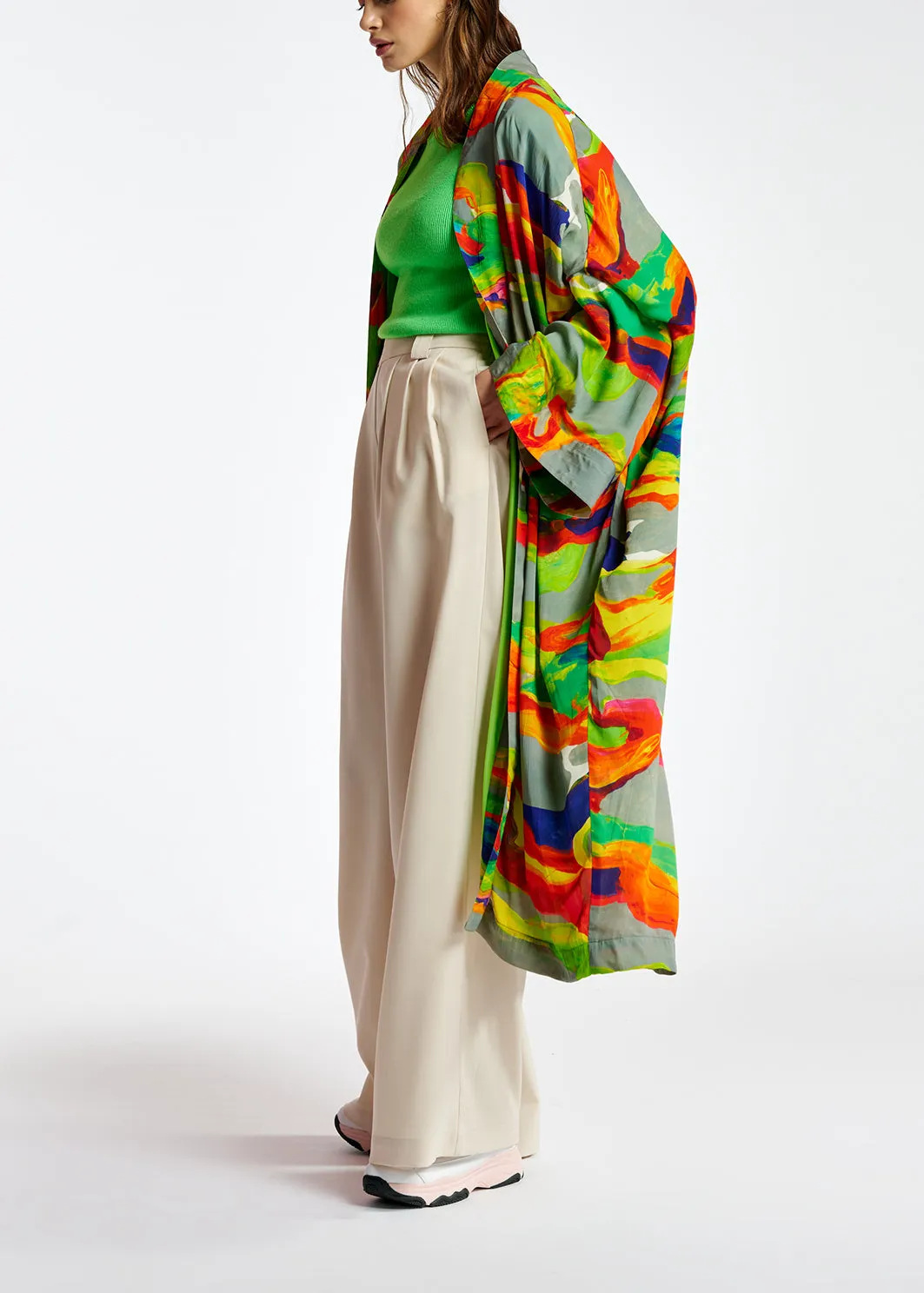 Ecru wide-leg pants