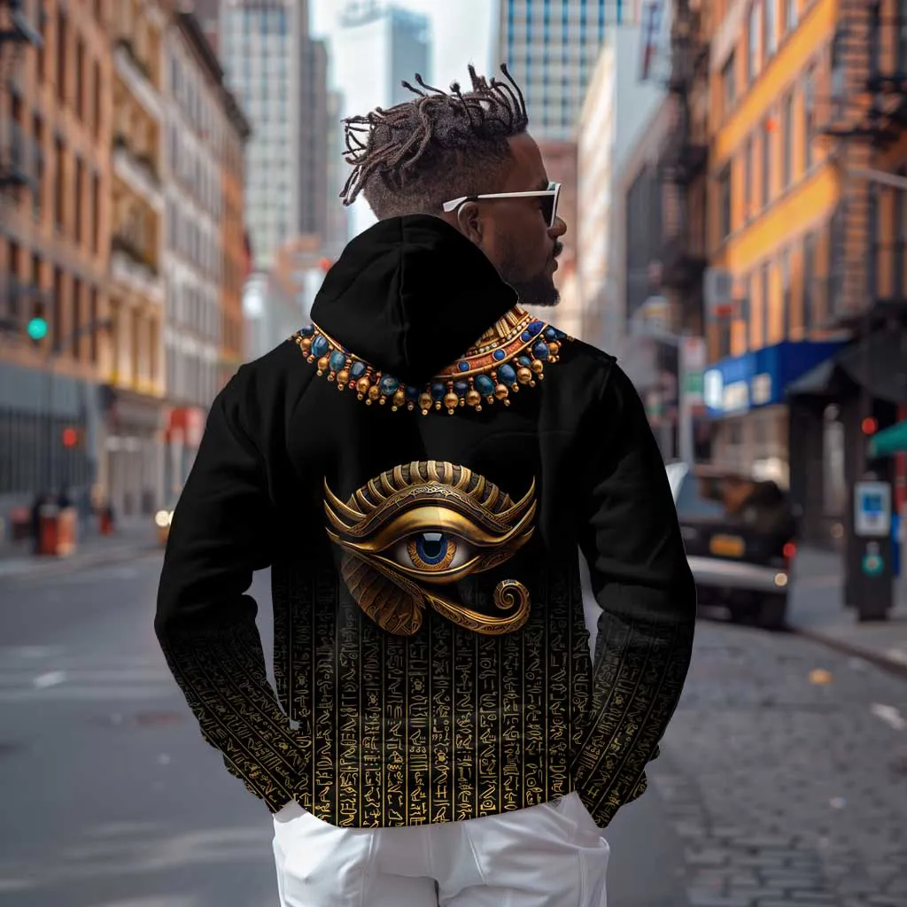 Egypt Eyes Of Horus Hoodie with Egyptian Hieroglyphs LT9