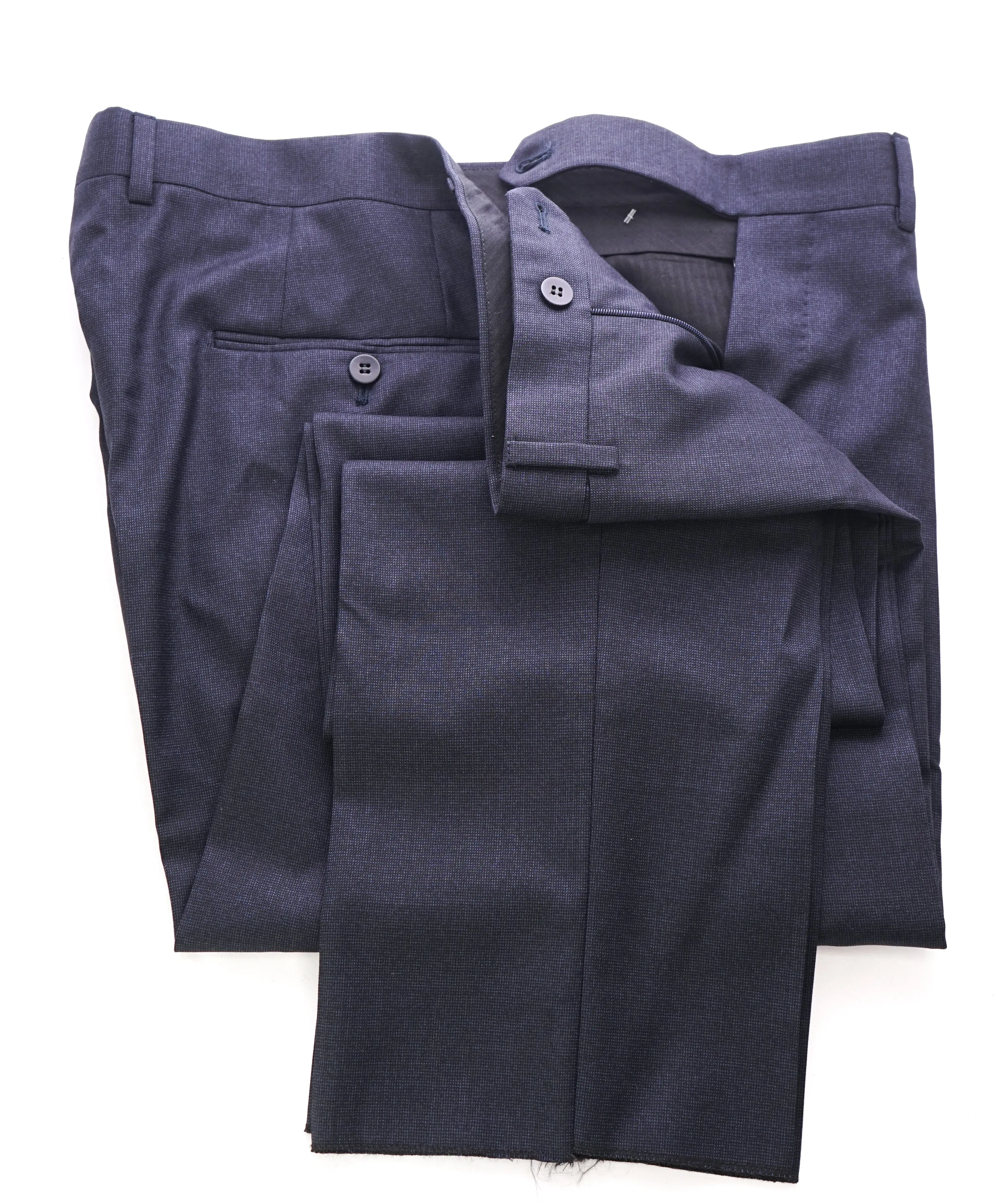 EIDOS - Blue Navy Pindot "TENERO" 2-3 Button Roll Lapel Wool Suit  - 44R