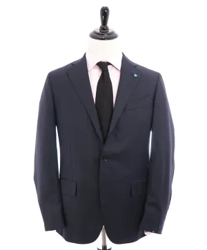 EIDOS - Blue Navy Pindot "TENERO" 2-3 Button Roll Lapel Wool Suit  - 44R