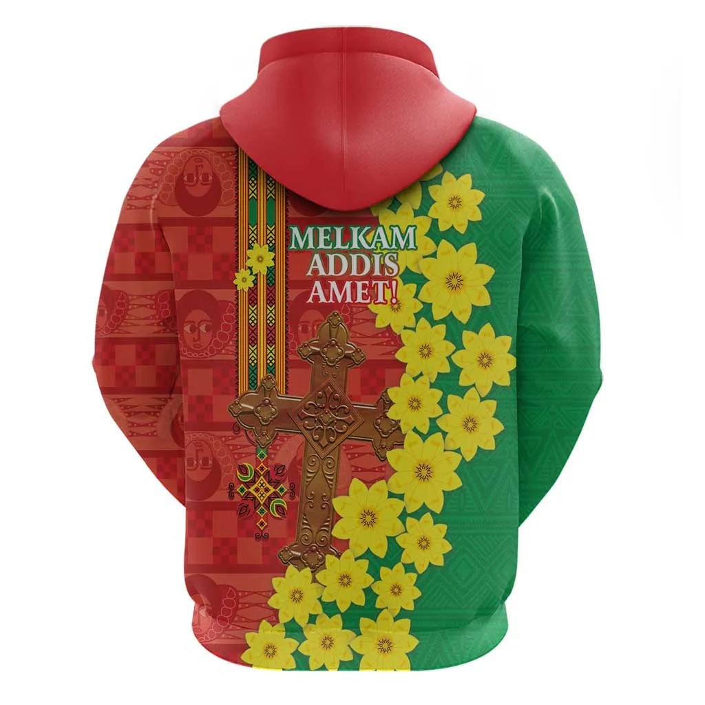 Enkutatash Ethiopia Hoodie Melkam Addis Amet Adey Abeba Flower LT14