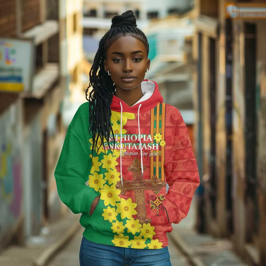 Enkutatash Ethiopia Hoodie Melkam Addis Amet Adey Abeba Flower LT14