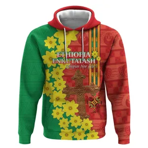 Enkutatash Ethiopia Hoodie Melkam Addis Amet Adey Abeba Flower LT14