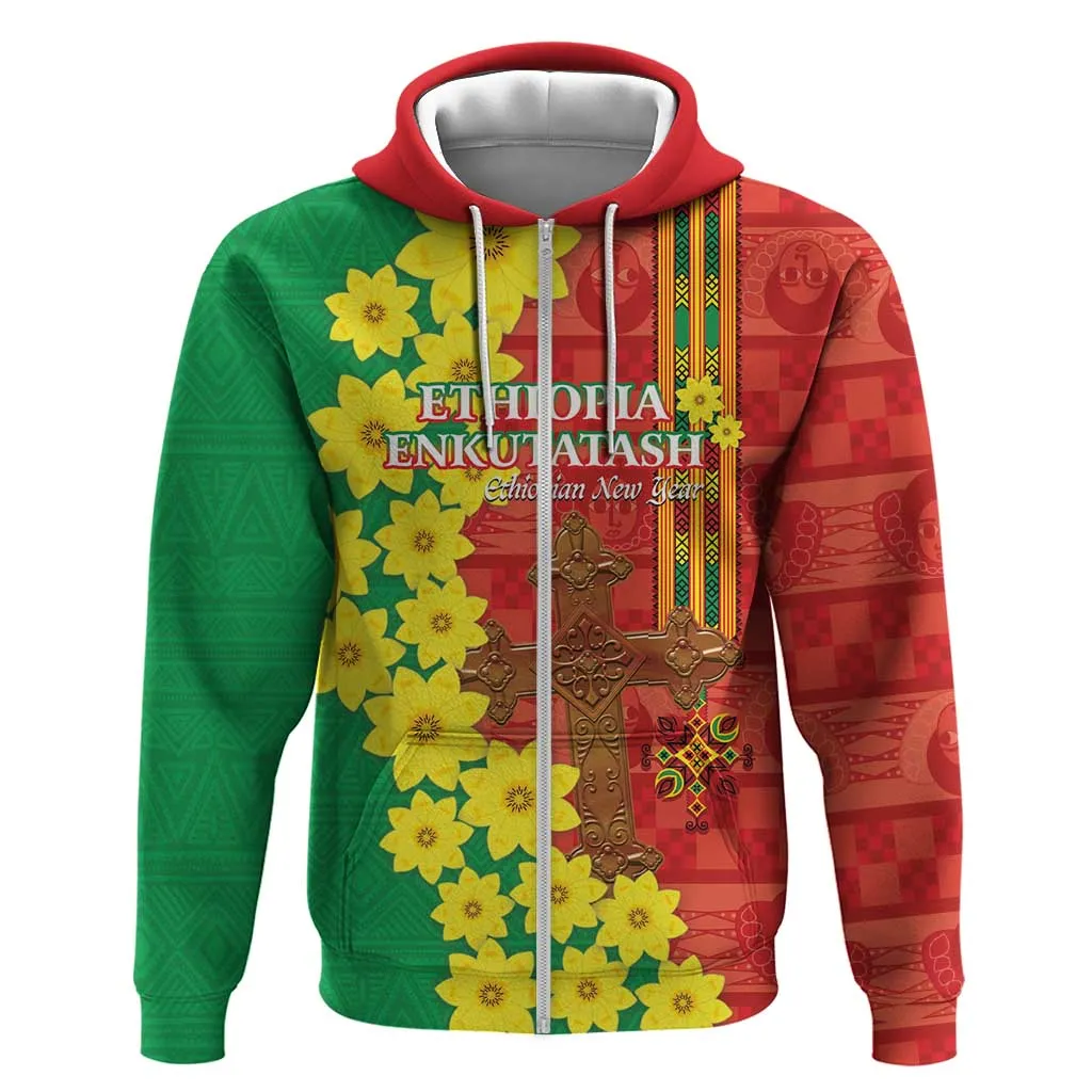 Enkutatash Ethiopia Hoodie Melkam Addis Amet Adey Abeba Flower LT14
