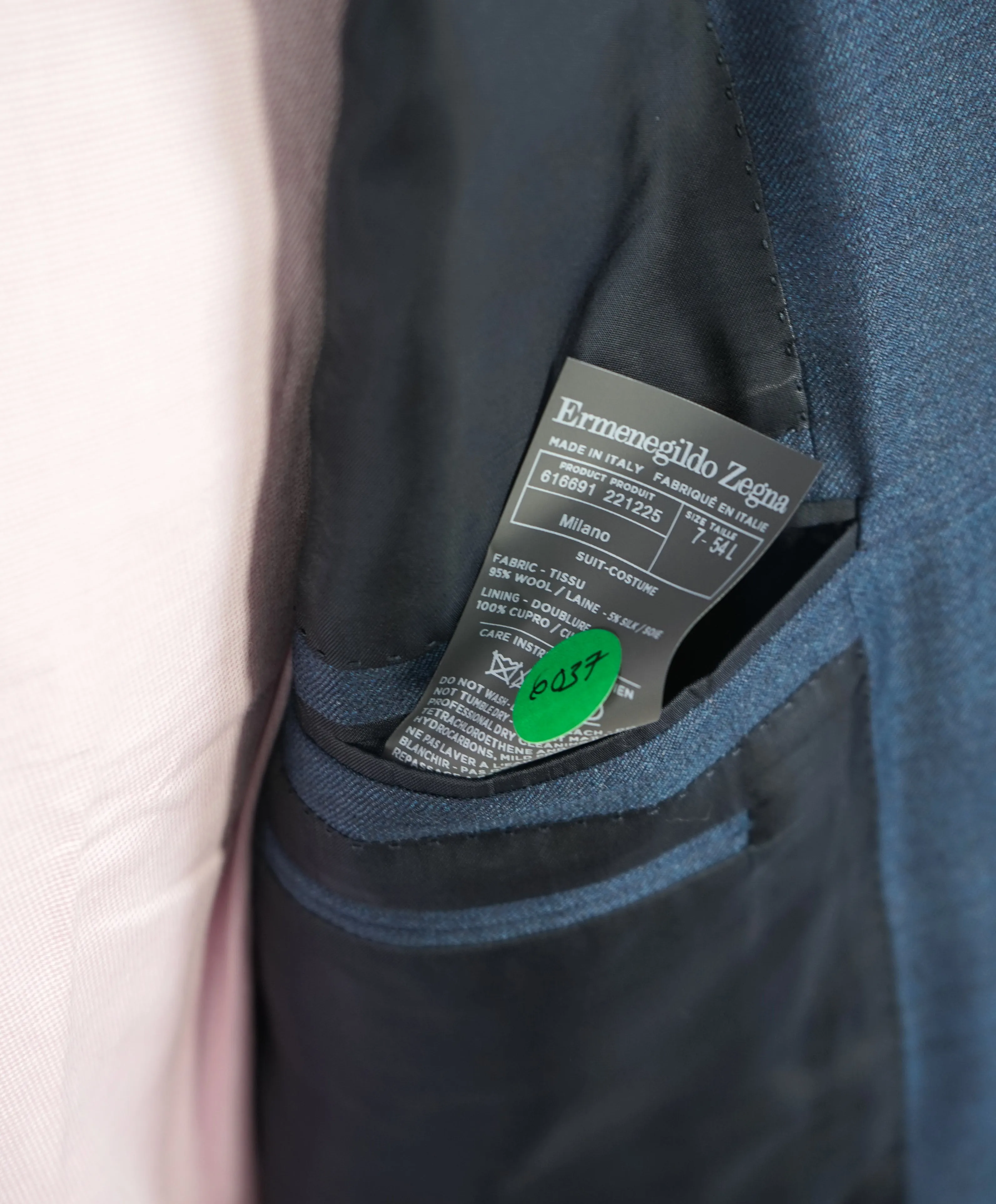 ERMENEGILDO ZEGNA -“ACHILLFARM" SILK Blend BLUE/GREEN Solid Suit - 44L