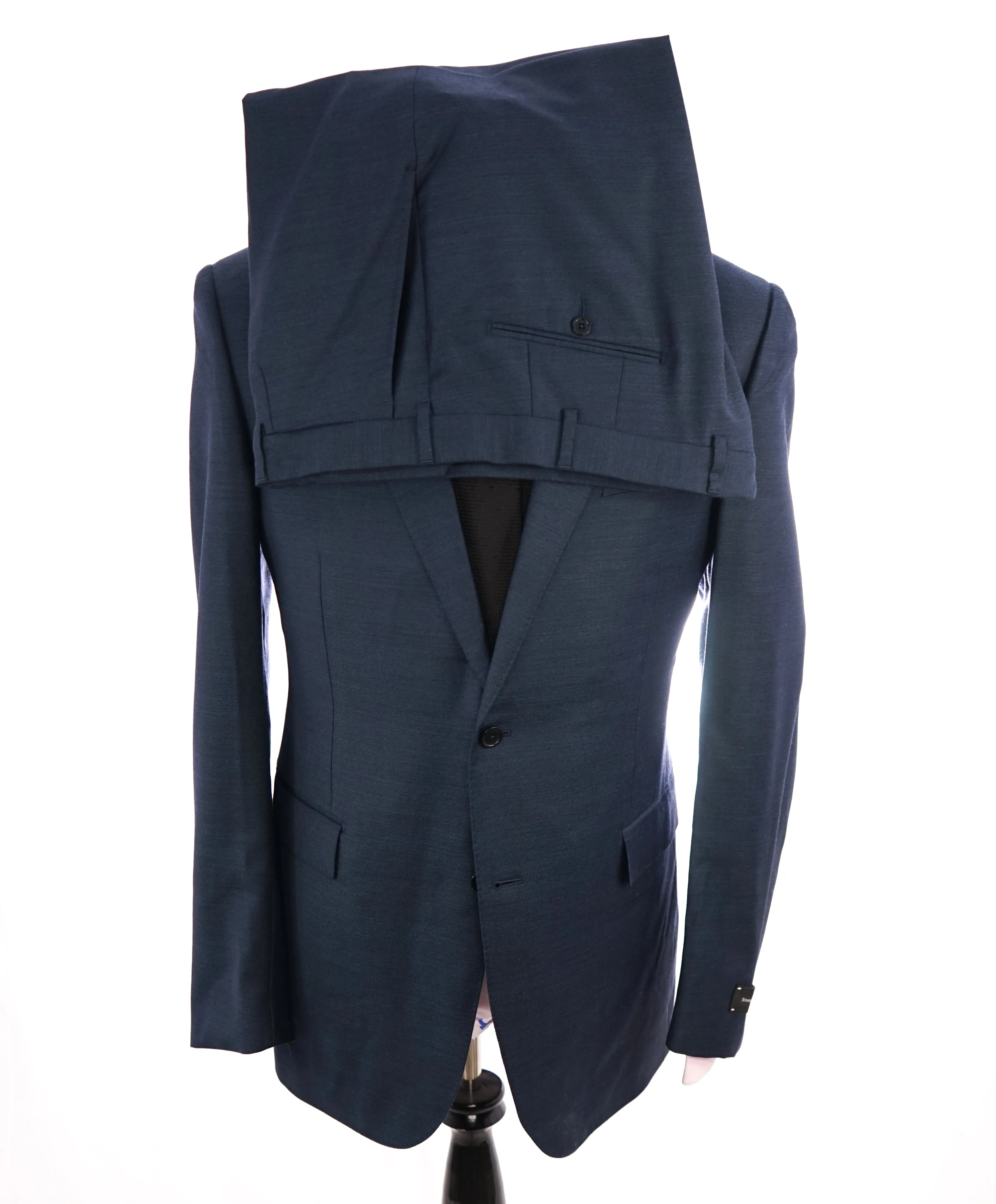 ERMENEGILDO ZEGNA -“ACHILLFARM" SILK Blend BLUE/GREEN Solid Suit - 44L