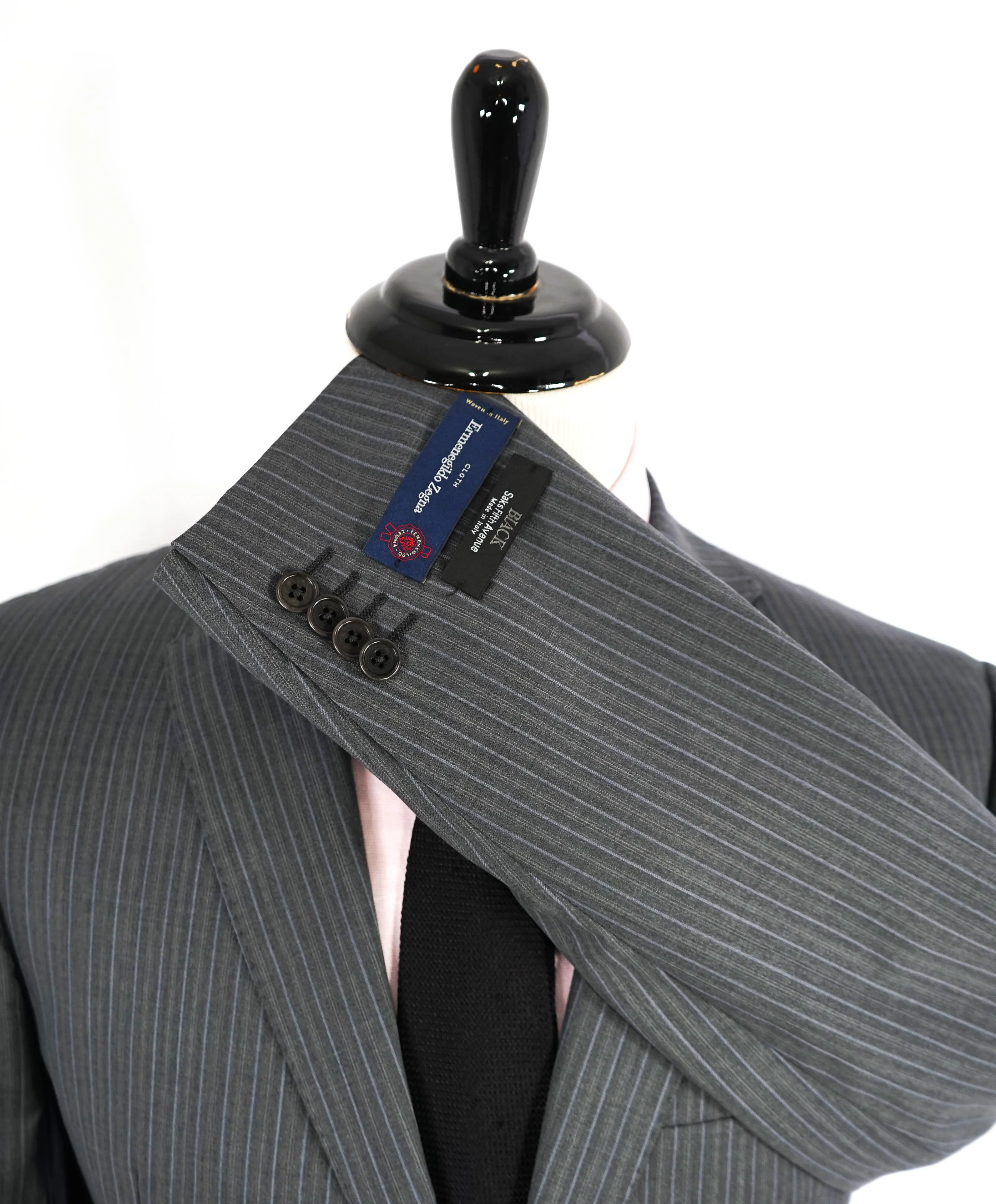 ERMENEGILDO ZEGNA - By SAKS FIFTH AVENUE "Classic" SILK Gray Stripe Suit - 40L