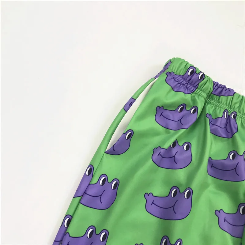 [@e.unjee] "PURPLE FROG HEAD GREEN" WIDE LEG PANTS Y031601