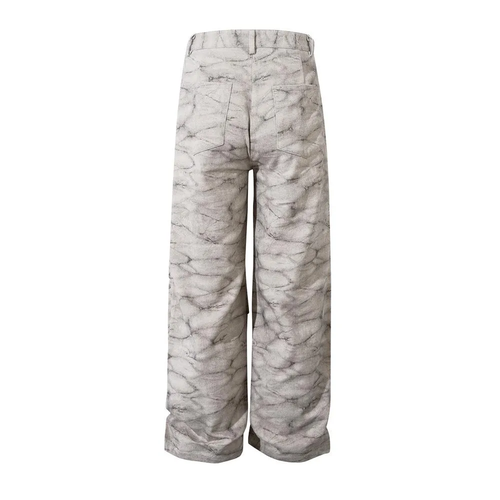European And American Fashion Brand Tie-dye Camouflage Pants Men's Loose Straight Trousers Vibe Design Pleated Paratrooper Work Casual Pants