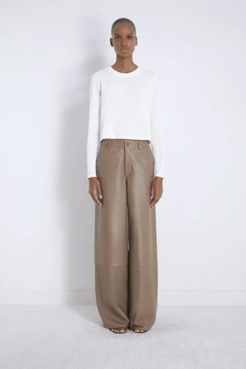 Figari Leather Pants Taupe
