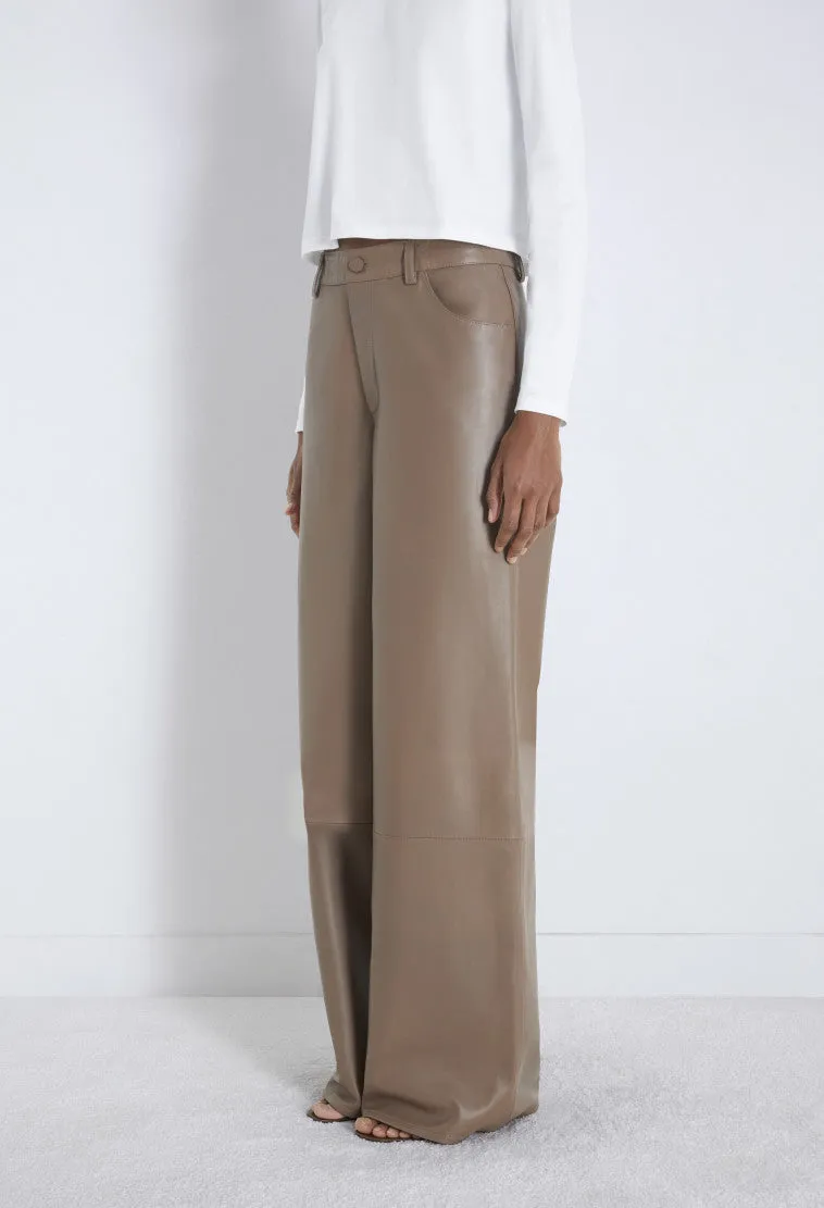 Figari Leather Pants Taupe