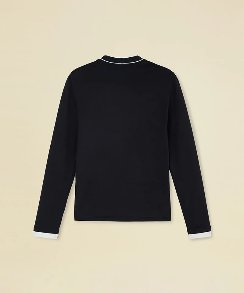 FORDI Logo Band Mock Neck Fleece T-Shirt - Black