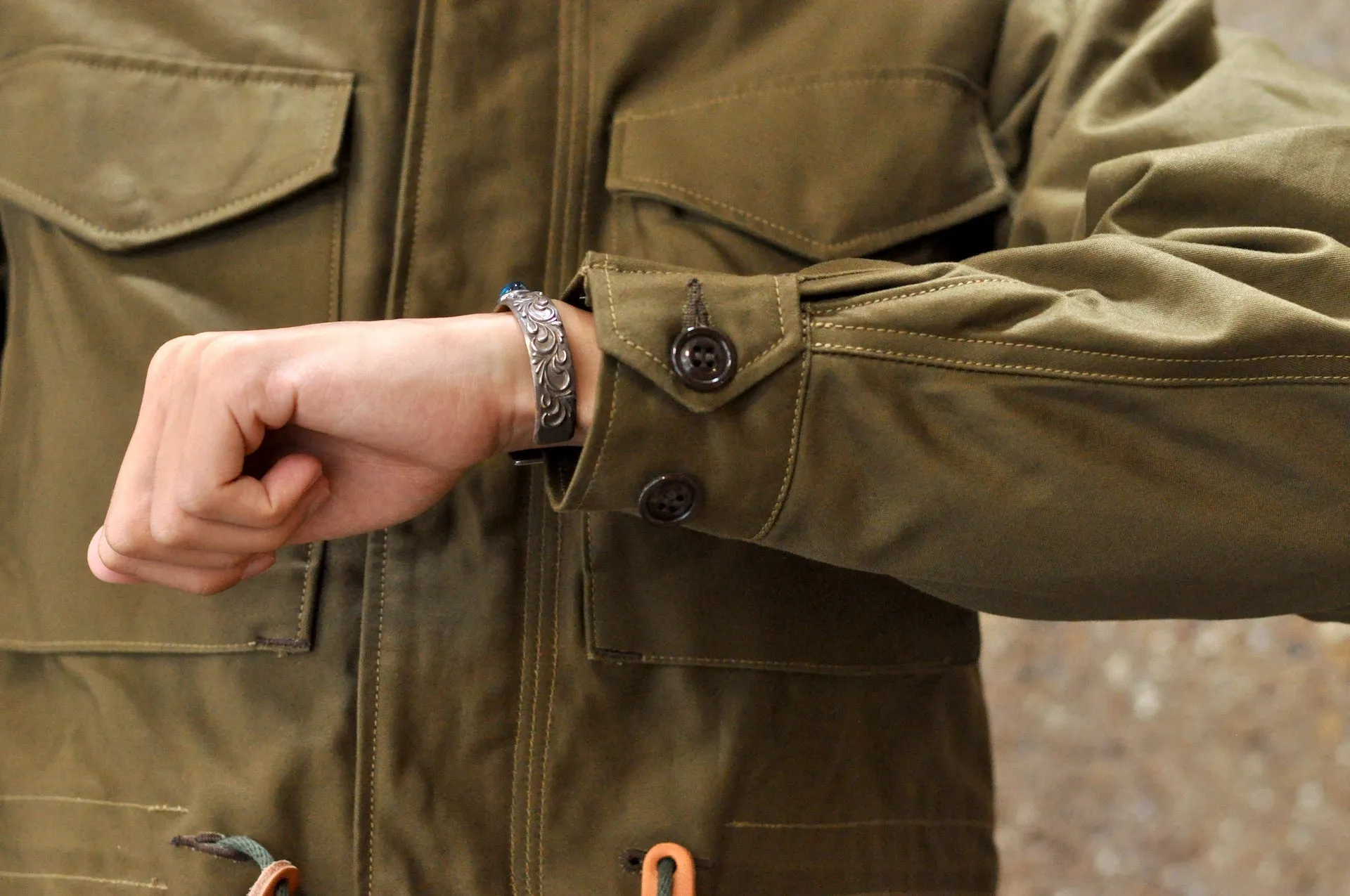 Freewheelers "M-1951" Military Back Satin Field Jacket (Olive)