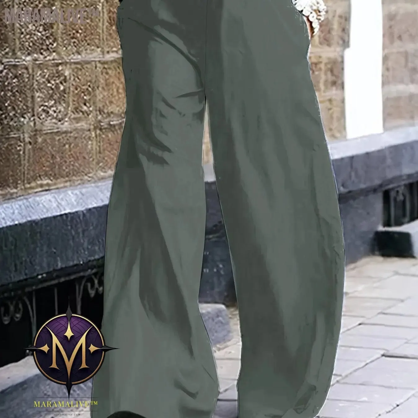 Full Skull Print Wide Leg Pants, Casual Pants For Spring & Fall, Women's Clothing