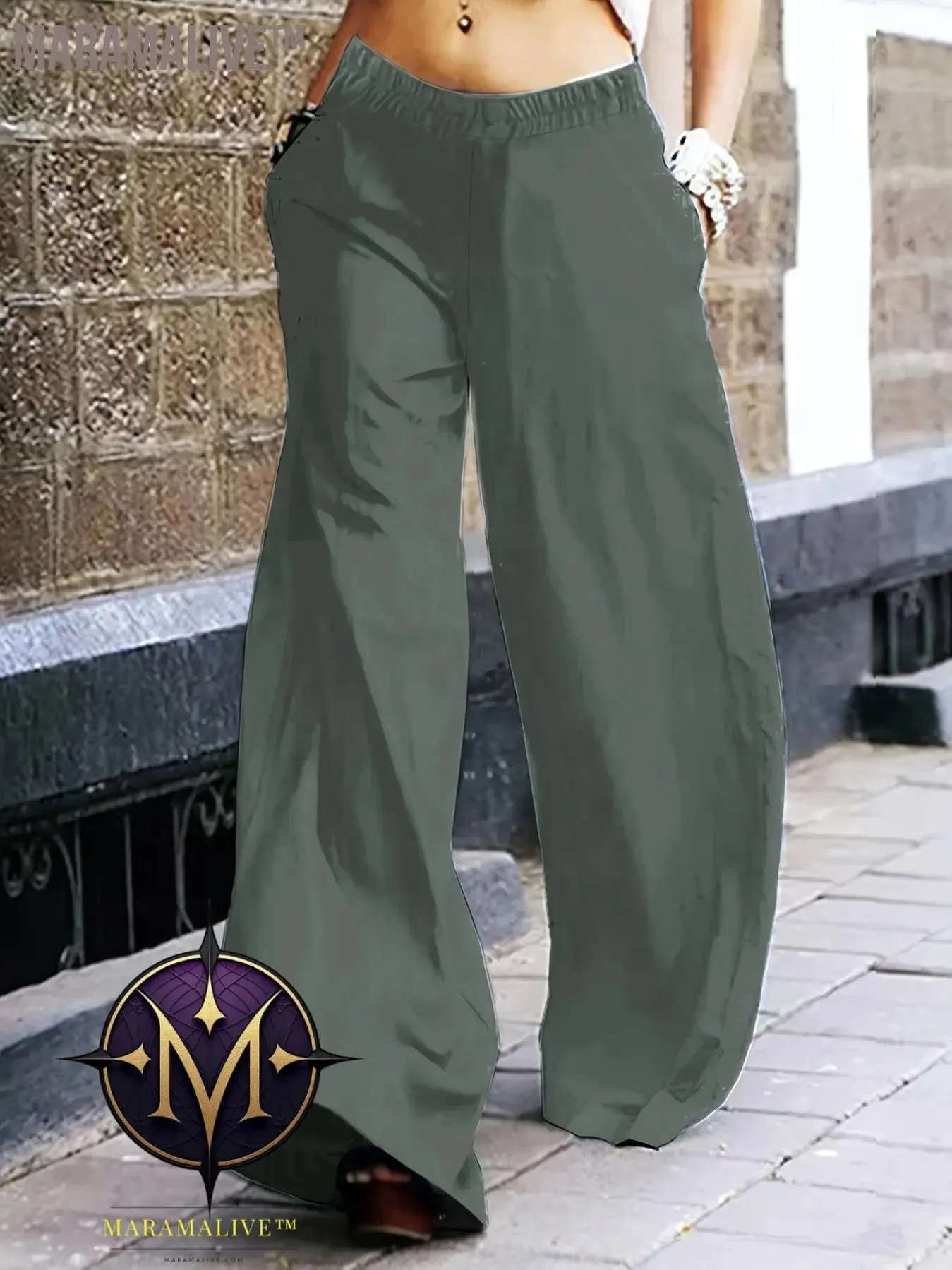 Full Skull Print Wide Leg Pants, Casual Pants For Spring & Fall, Women's Clothing