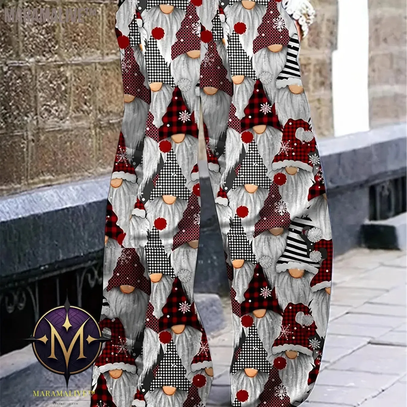 Full Skull Print Wide Leg Pants, Casual Pants For Spring & Fall, Women's Clothing