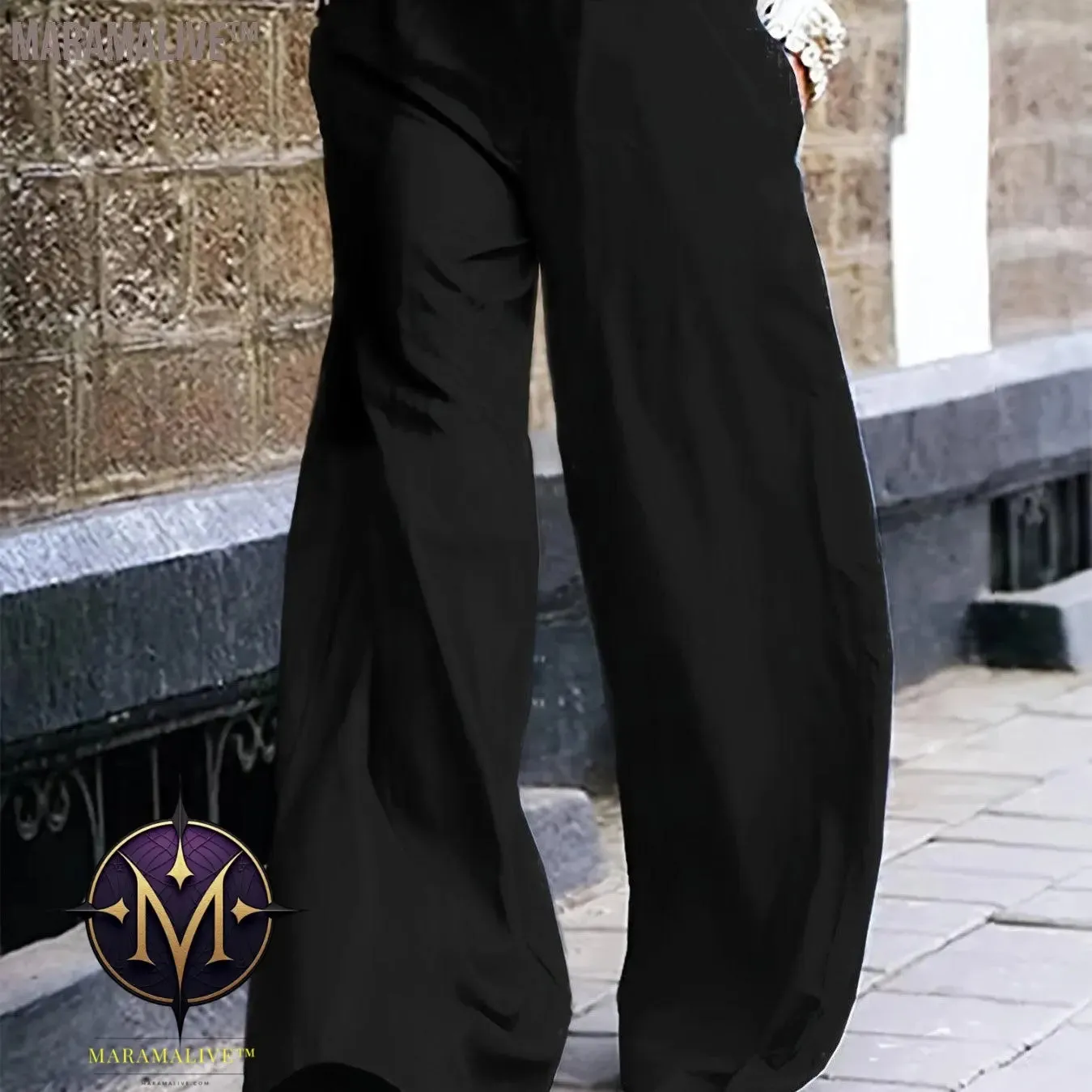 Full Skull Print Wide Leg Pants, Casual Pants For Spring & Fall, Women's Clothing