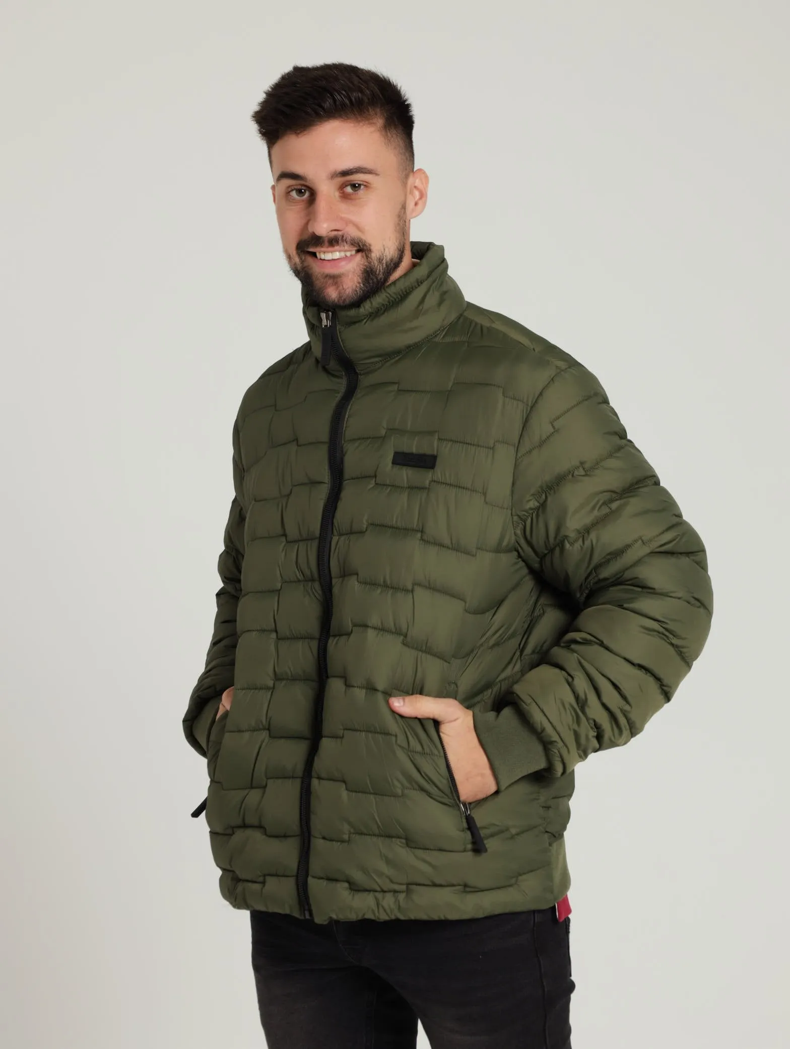 Funnel Neck Down Puffer Jacket - Fatigue