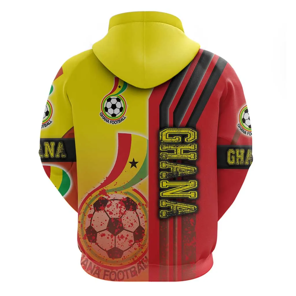 Ghana Soccer Zip Hoodie Black Stars Football - Road To Champion DT03