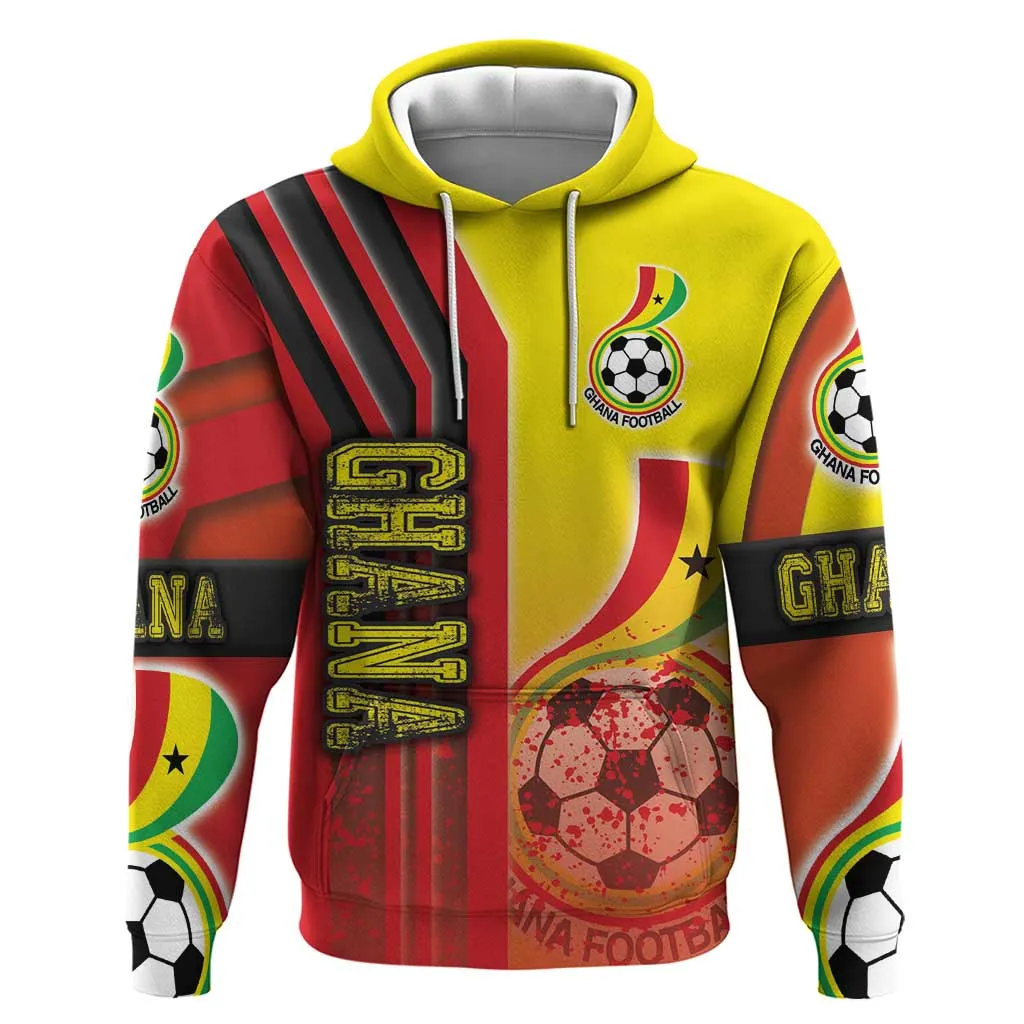Ghana Soccer Zip Hoodie Black Stars Football - Road To Champion DT03
