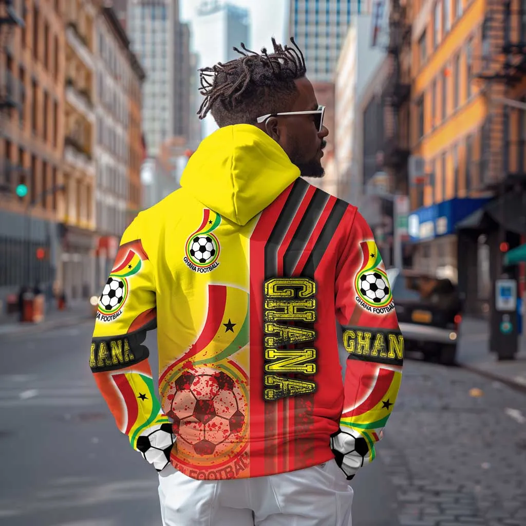 Ghana Soccer Zip Hoodie Black Stars Football - Road To Champion DT03