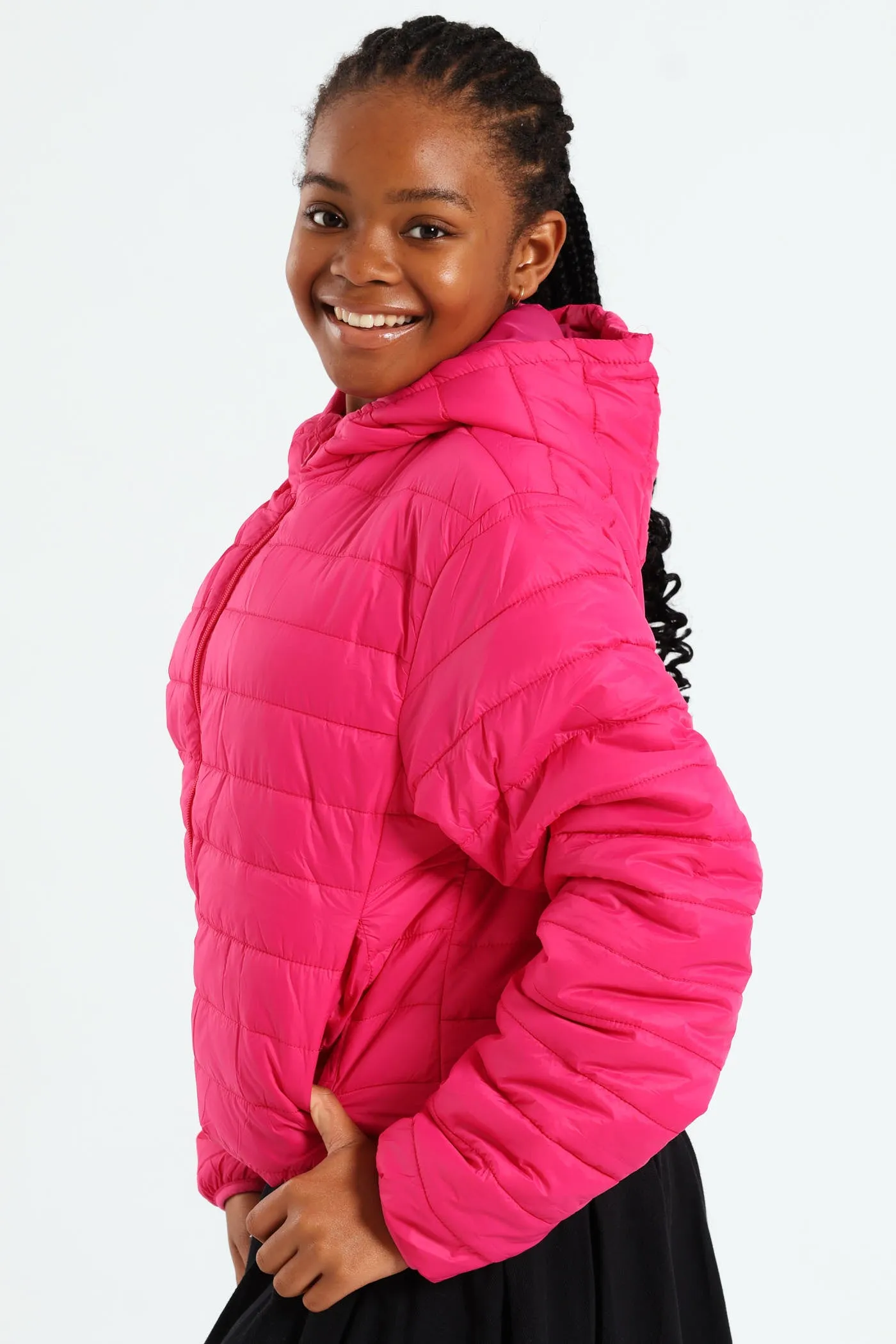 Girls Nylon Puffer - Cerise
