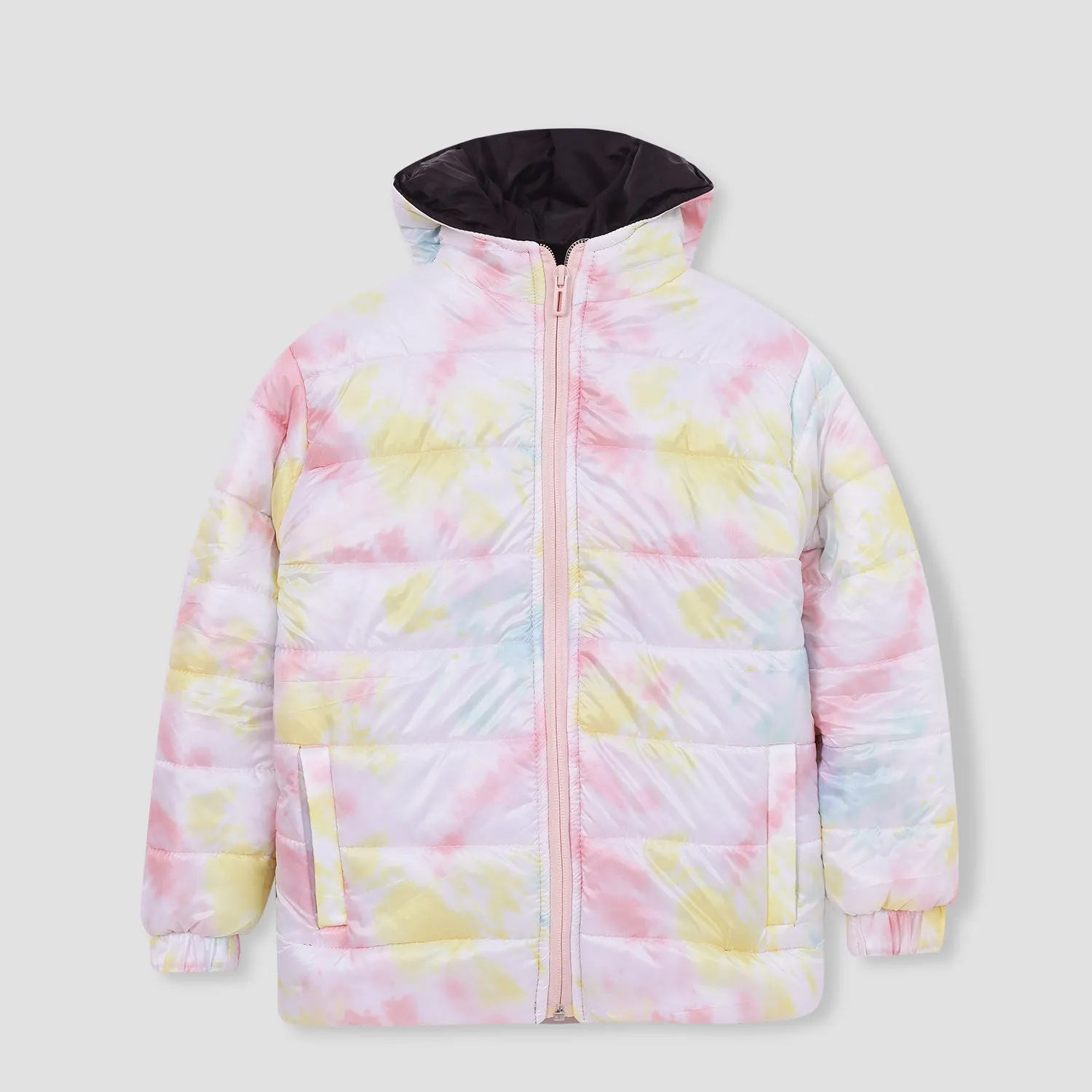 Girls Premium Quality Tie & Dye Puffer Zipper Hoodie Jacket