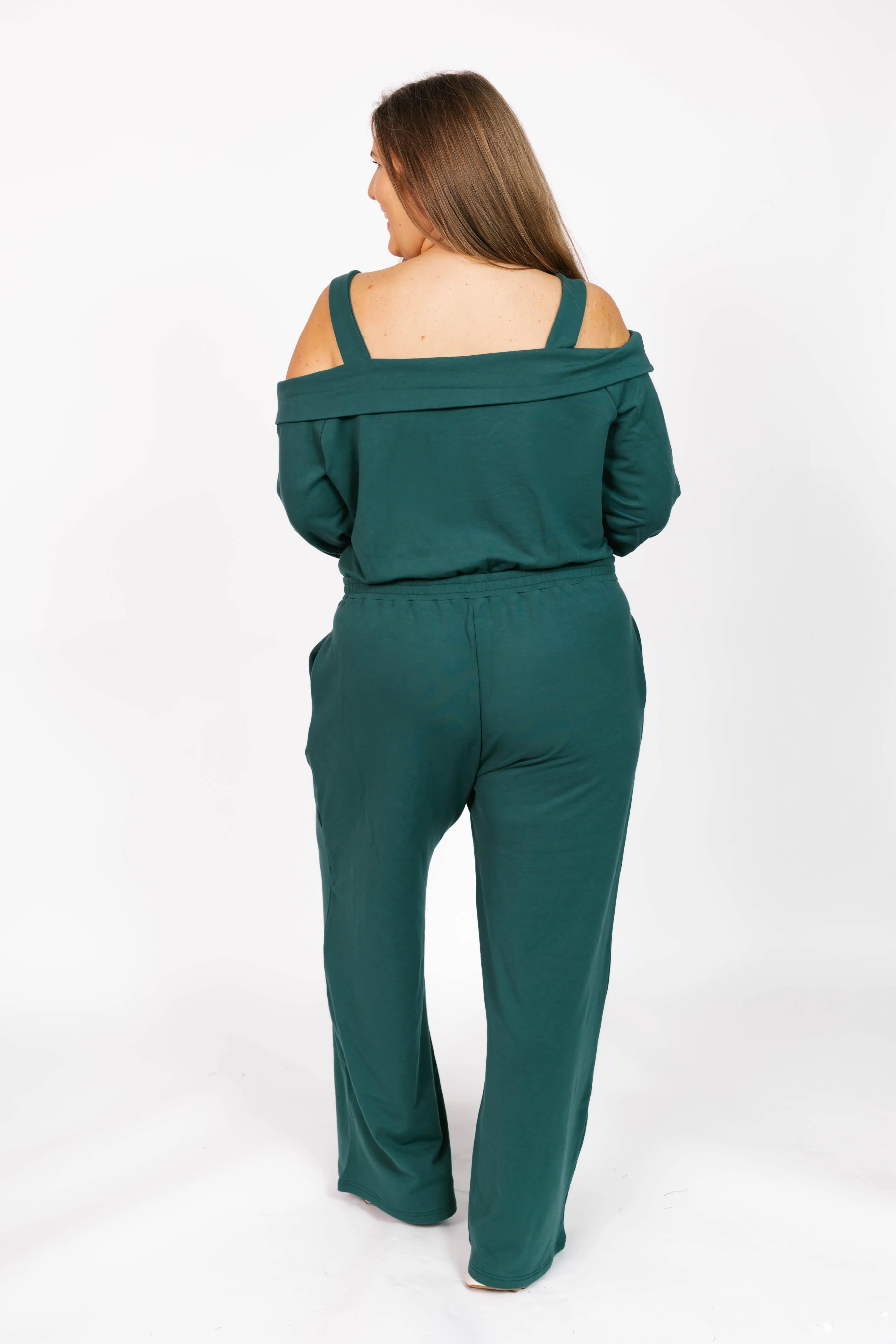 Giselle Wide Leg Romper in Evergreen