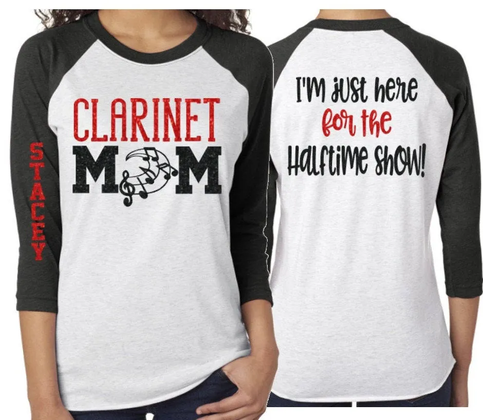 Glitter Clarinet Mom shirt | Band Shirts | Band Mom Shirts | Band Bling | Band Spirit Wear | Customize with your Colors