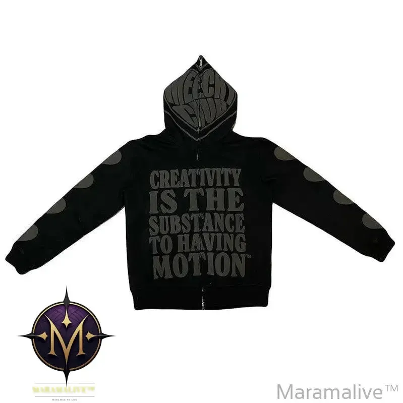 Goth letter printing Hoodies Y2K Zip Up Hoodie Women High Street Retro Hip Hop Casual Sweatshirt Fashion Hoodie