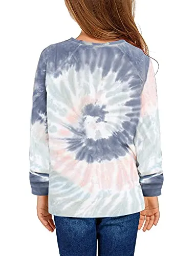 GRAPENT Girls Tie Dye Crewneck Sweatshirts