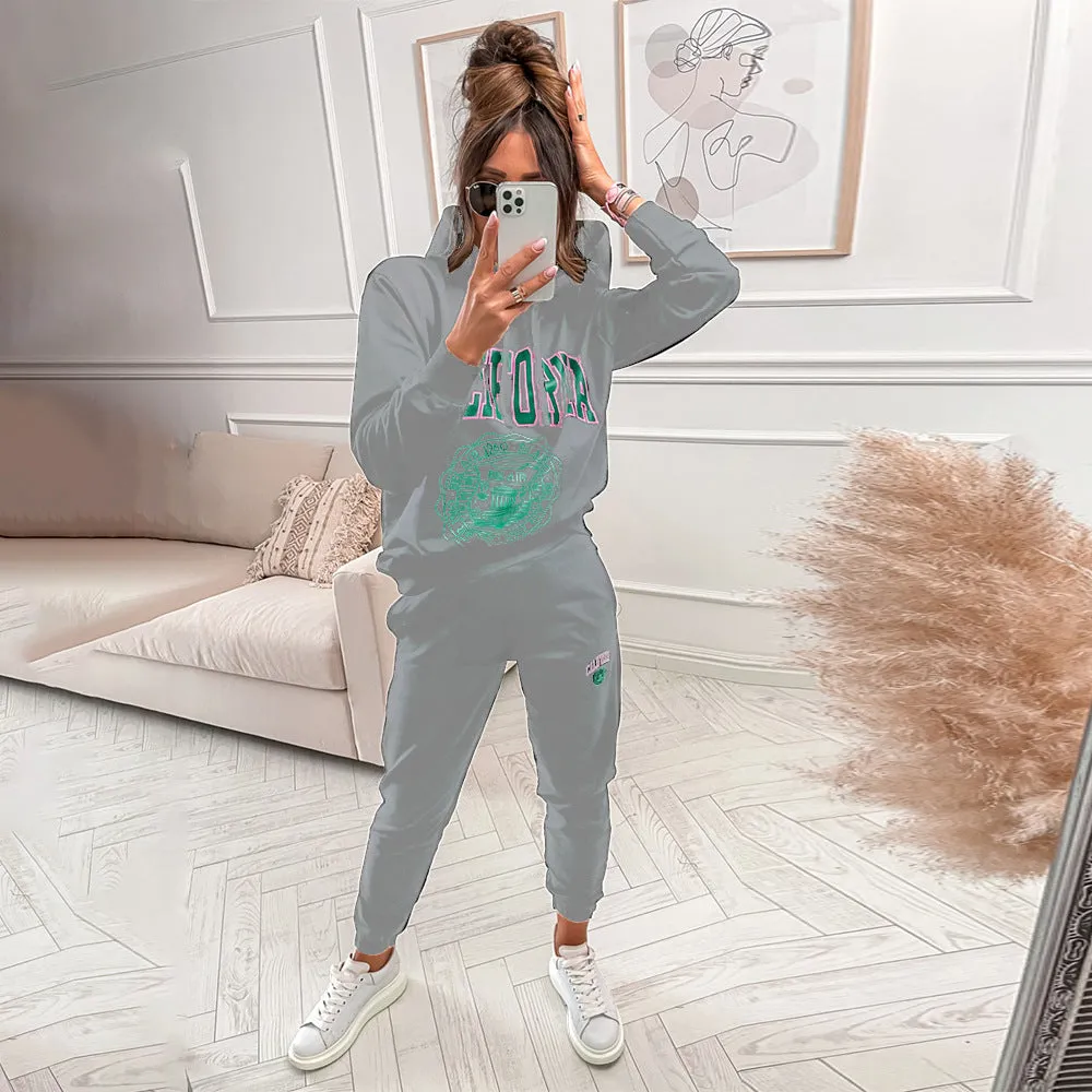 Graphic Hoodie and Sweatpants Loungewear Set