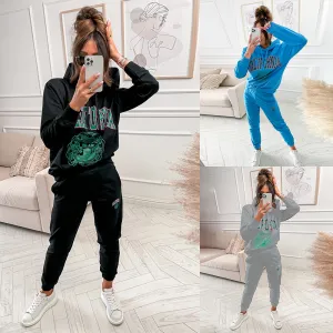 Graphic Hoodie and Sweatpants Loungewear Set