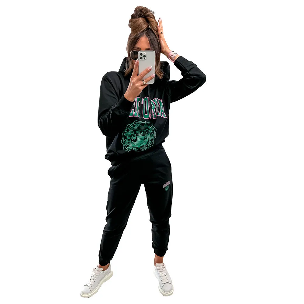 Graphic Hoodie and Sweatpants Loungewear Set