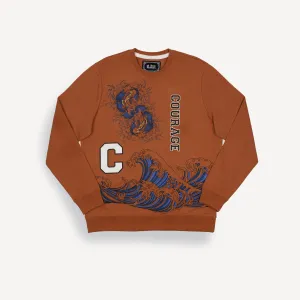 Graphic Wraparound Crewneck Sweatshirt - Amber Brown / Courage