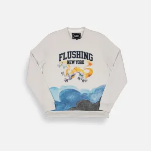 Graphic Wraparound Crewneck Sweatshirt - Oyster Mushroom / Flushing