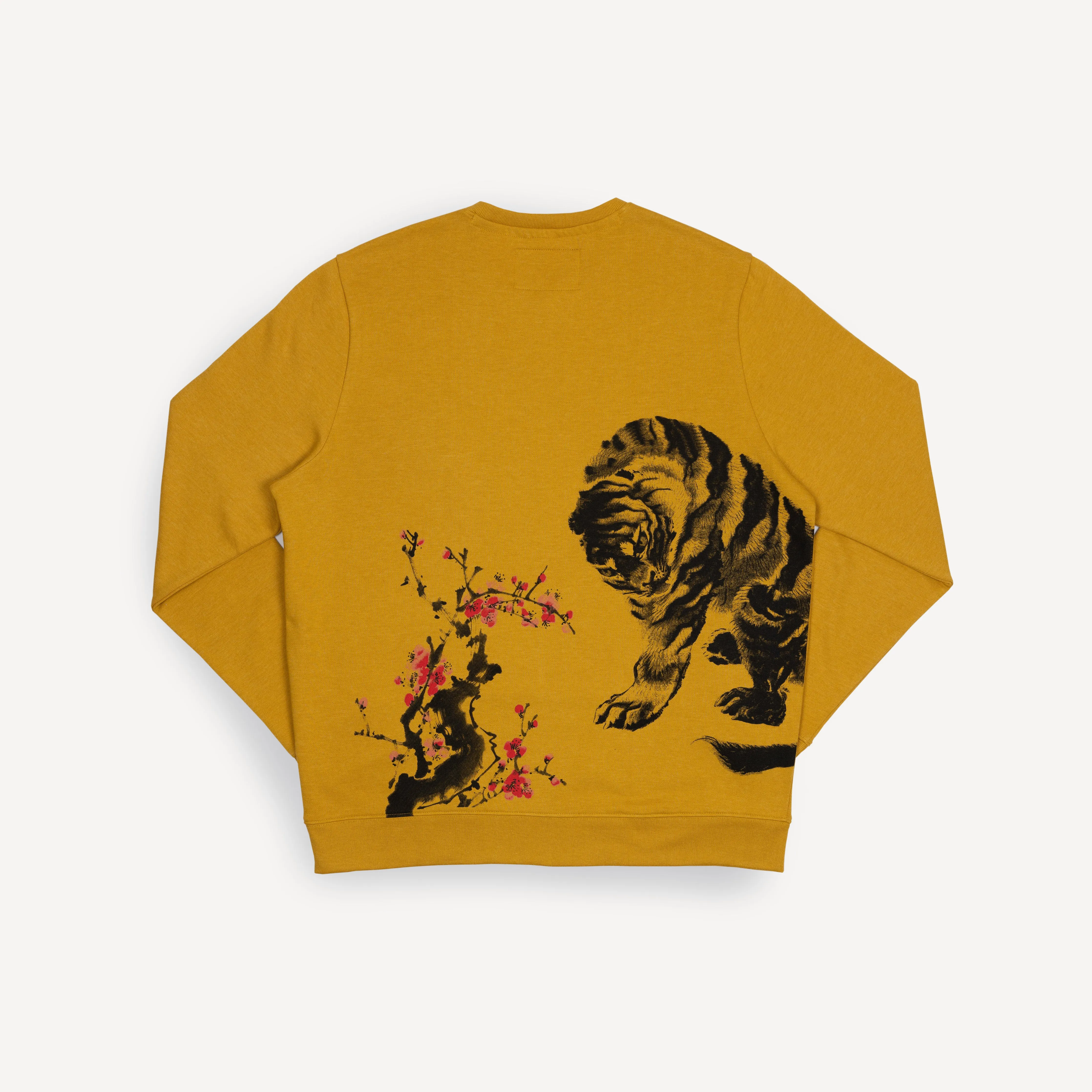 Graphic Wraparound Crewneck Sweatshirt - Tawny Olive / Cherry Blossom Tiger