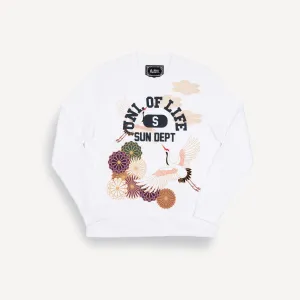 Graphic Wraparound Crewneck Sweatshirt - White / Uni of Life