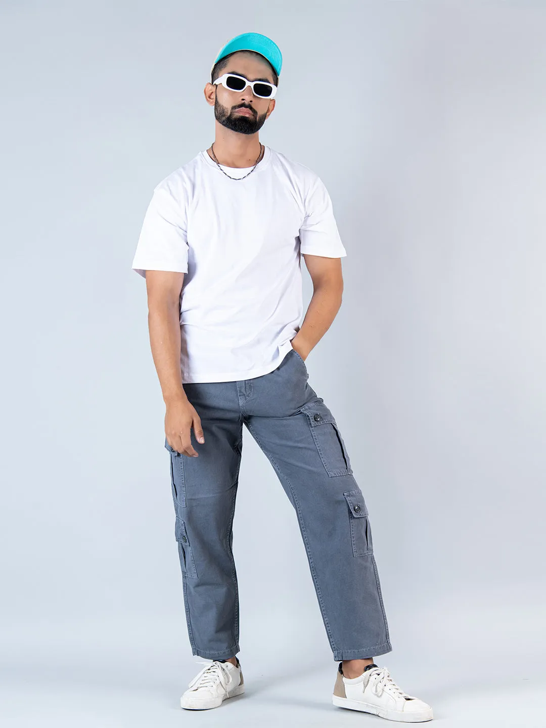 Grey Matty Linen Non Lycra Mens Cargo Pants