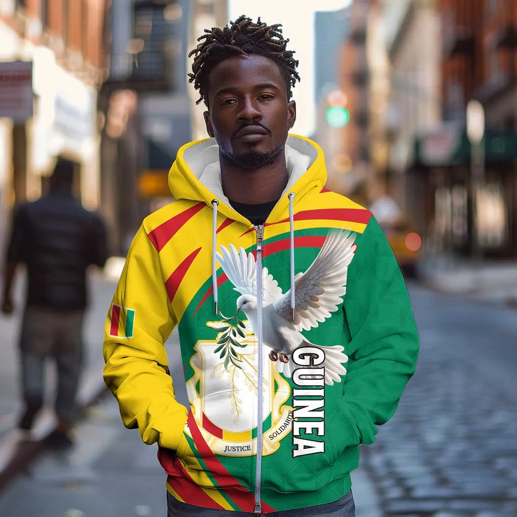 Guinea Zip Hoodie Coat Of Arms With Pigeon - Kente Pattern LT15