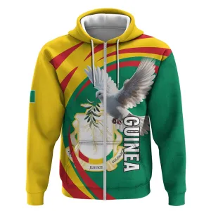 Guinea Zip Hoodie Coat Of Arms With Pigeon - Kente Pattern LT15